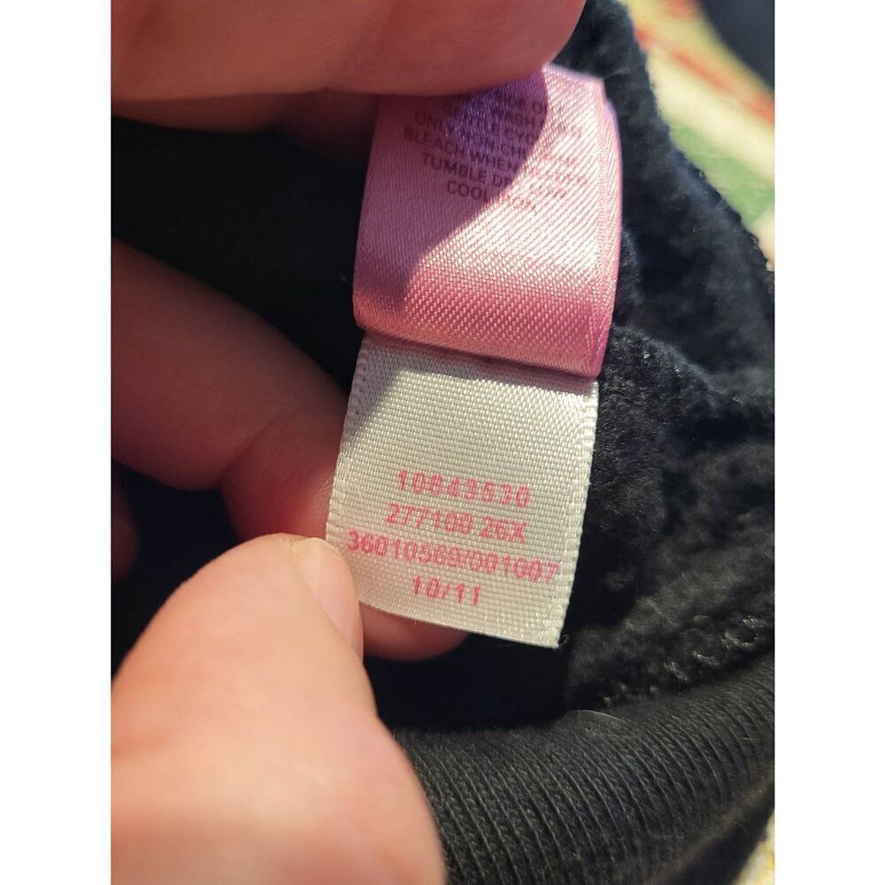 Vintage PINK Victoria's Secret NFL Hoodie Women's Medium Black Sequin Steelers - Picture 5 of 5